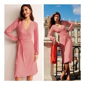 Boden Joanna Red and White Wrap Dress size 6P